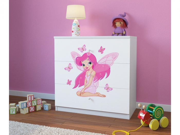 Comoda cu sertare camera fetite cu desen zana Babydream, MDF diverse culori [5]