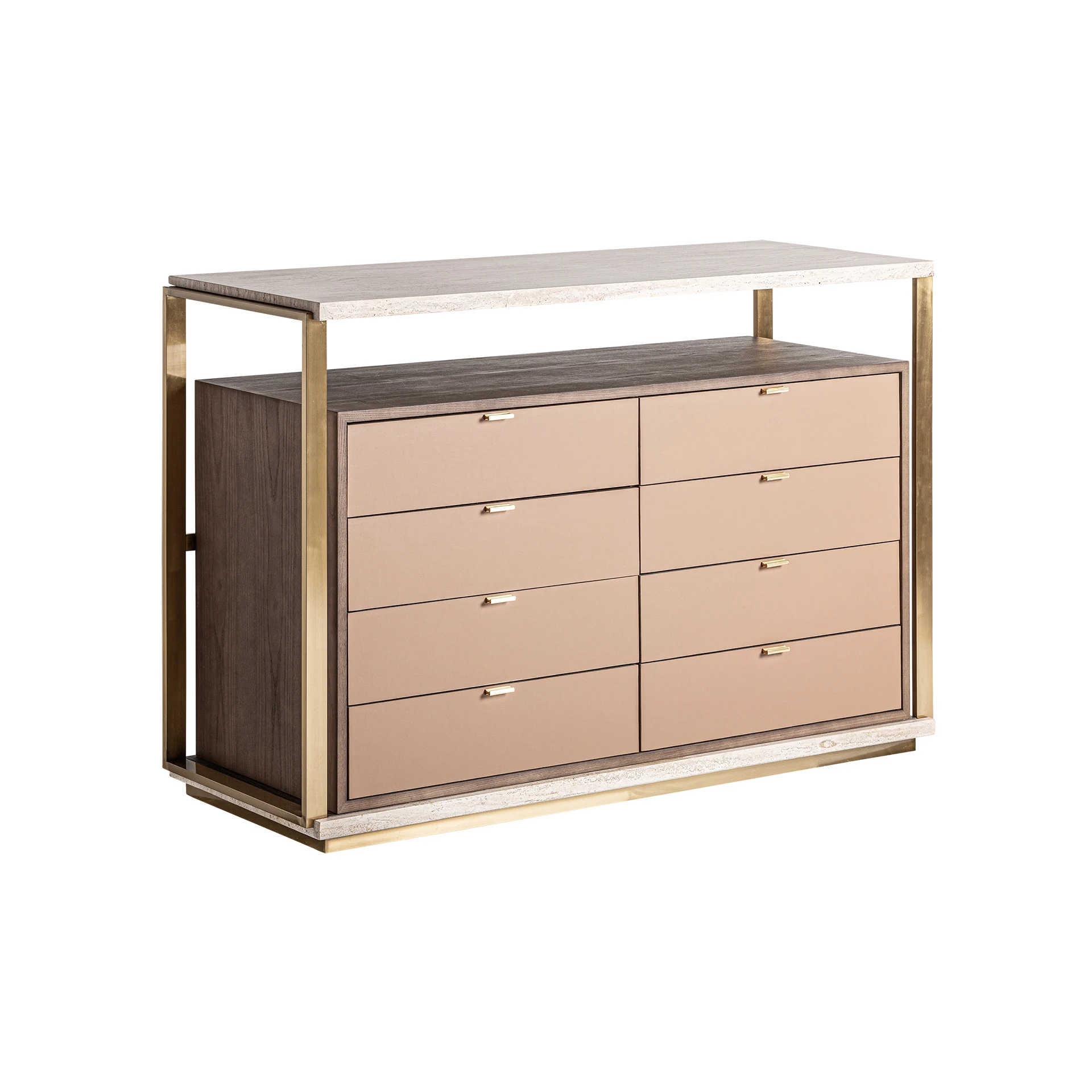 Comoda cu Sertare din Travertine, Stainless Steel si Mdf Wood, Bej, 134x50x89 cm, Stil Art Deco - VicalHome 36129 [8]