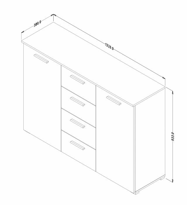 Comoda Dema cu sertare si usi 132x93 cm, stejar san remo/alb mat [3]