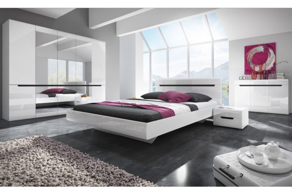 Comoda MDF alb lucios Galaxy 136x92 cm, trei sertare si trei usi, design modern [3]