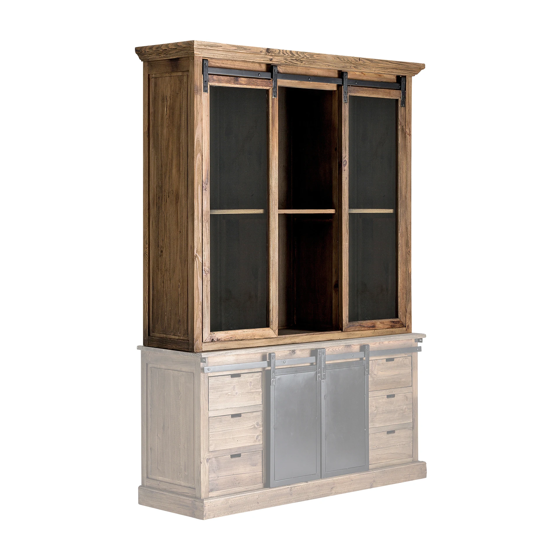 Comoda Inalta din Lemn de Pin Reciclat, Negru, 168x45x160 cm - VicalHome 27011 [2]