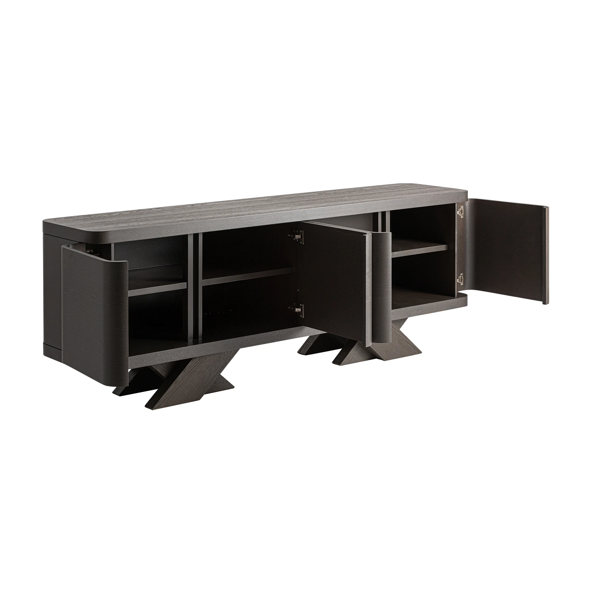 Comoda Inalta din Lemn de Stejar, Negru, 210x48x76 cm, Stil Art Deco - VicalHome 36851 [7]