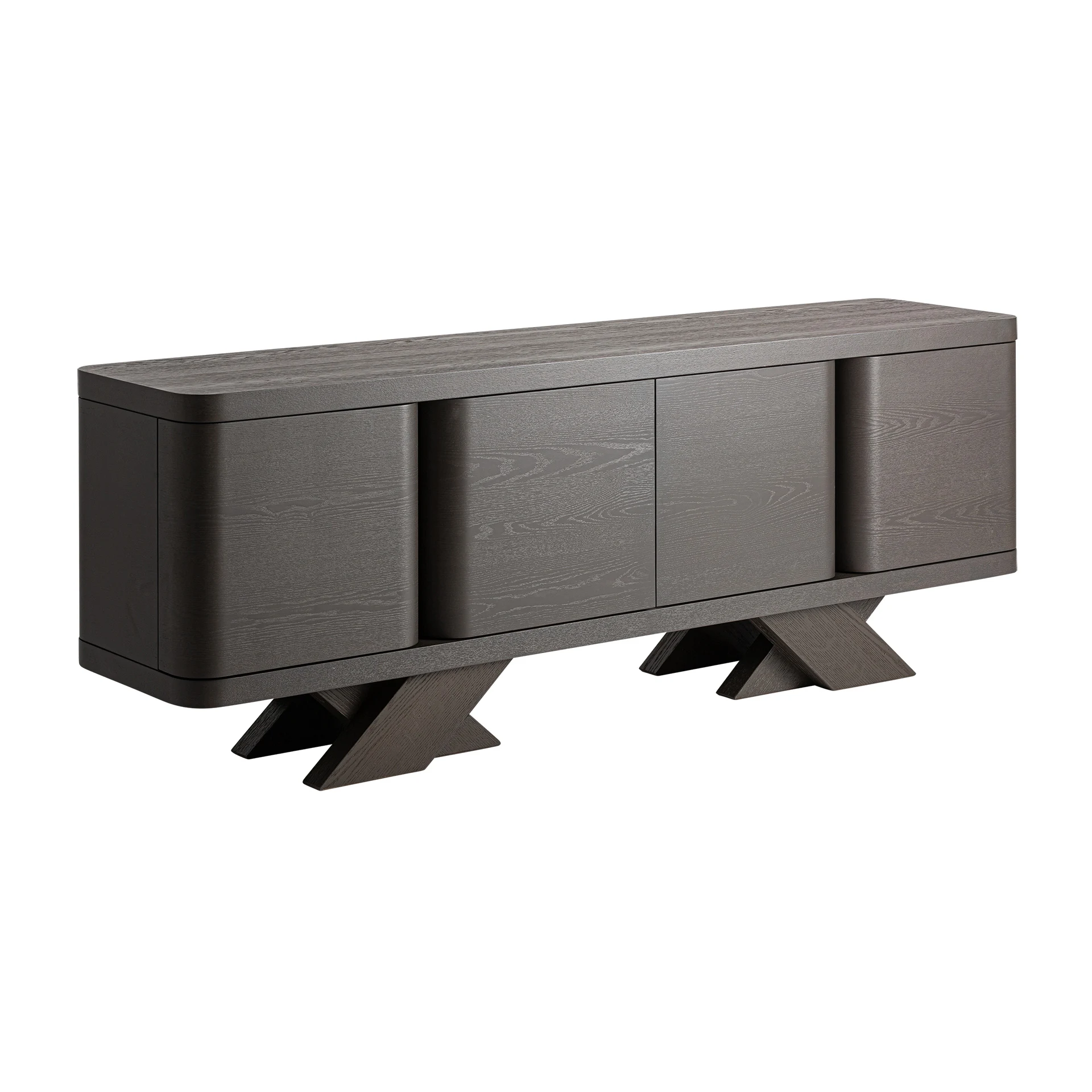 Comoda Inalta din Lemn de Stejar, Negru, 210x48x76 cm, Stil Art Deco - VicalHome 36851 [6]