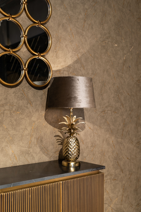 Comoda lux aurie cu 4 usi Tosea din MDF si lemn de mesteacan, baza metal, blat din marmura neagra, 7571 - Richmond Interiors [10]