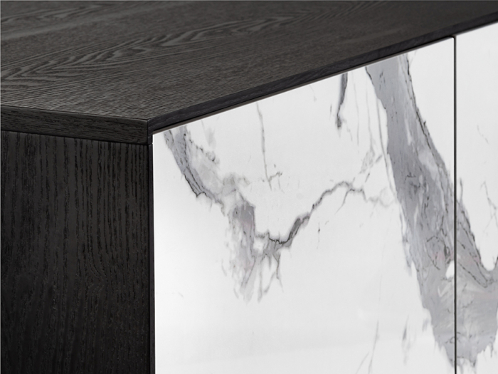 Comoda lux Ernest, 160x45 cm, din MDF cu fronturi ceramice cu aspect de marmura alba, baza metal, 603645 - Schuller [8]