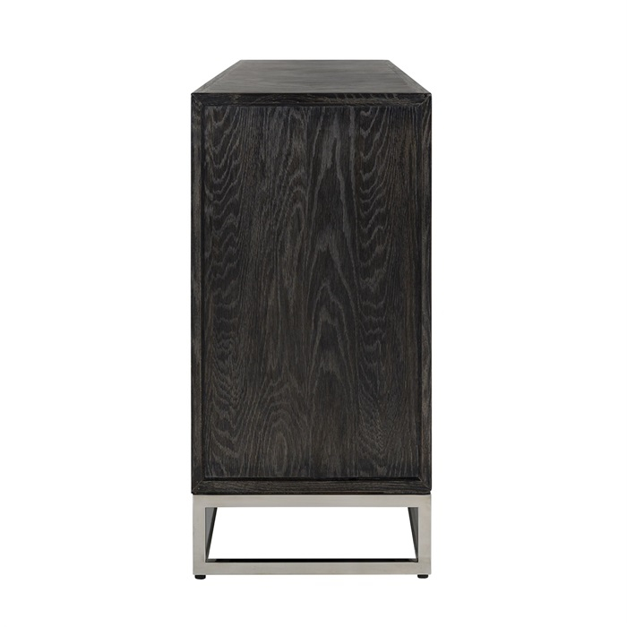 Comoda lux neagra 4 usi Geral, 225 cm, din stejar cu baza si manere otel inoxidabil auriu/argintiu/alama, 7376 - Richmond Interiors [11]