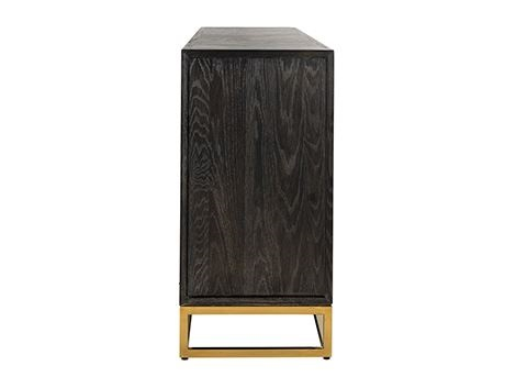 Comoda lux neagra 4 usi Geral, 225 cm, din stejar cu baza si manere otel inoxidabil auriu/argintiu/alama, 7376 - Richmond Interiors [8]
