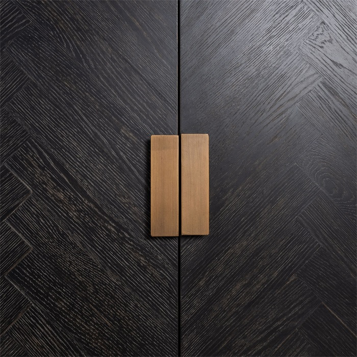 Comoda lux neagra 4 usi Geral, 225 cm, din stejar cu baza si manere otel inoxidabil auriu/argintiu/alama, 7376 - Richmond Interiors [5]