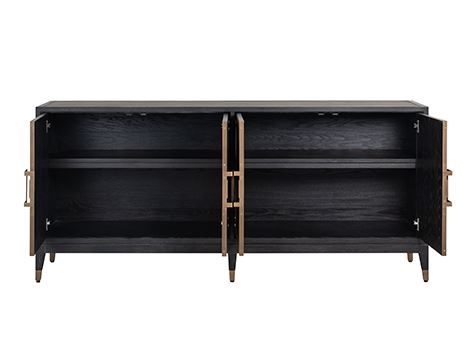 Comoda premium cu 4 usi Damo, 193 cm, din furnir stejar, PU si metal, 7521 - Richmond Interiors [4]