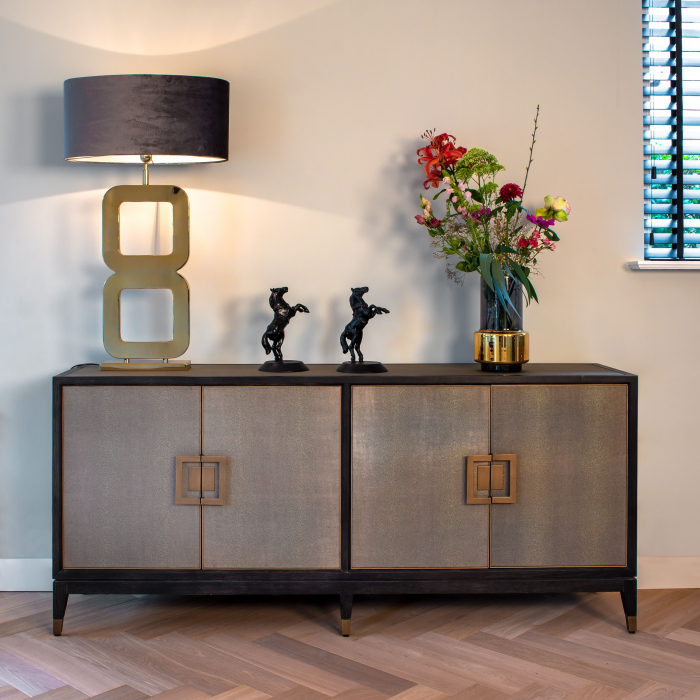 Comoda premium cu 4 usi Damo, 193 cm, din furnir stejar, PU si metal, 7521 - Richmond Interiors [8]