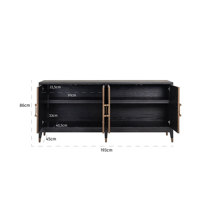 Comoda premium cu 4 usi Damo, 193 cm, din furnir stejar, PU si metal, 7521 - Richmond Interiors [3]