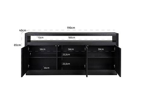 Comoda premium neagra 3/4 usi Kelda, 190/240 cm, furnir stejar, 6500 BLACK - Richmond Interiors [3]