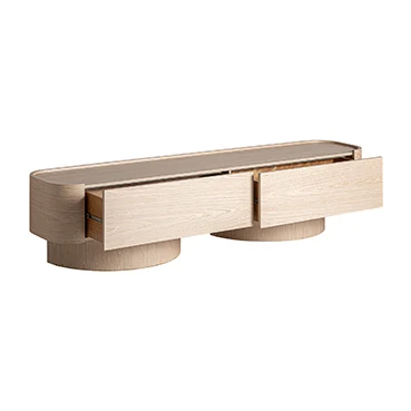 Comoda TV din Furnir de Stejar, Lemn Mdf si Placaj de Lemn, Crem, 220x45x50 cm - VicalHome 35253 [20]
