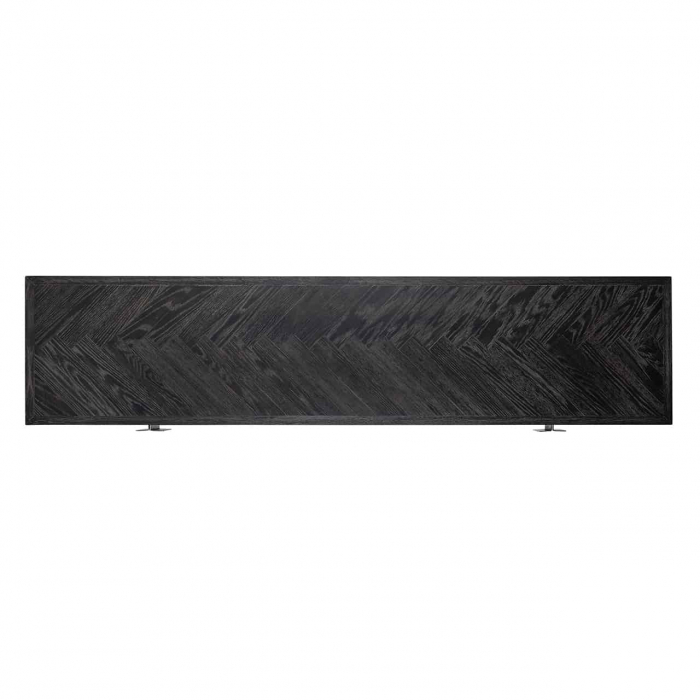 Comoda TV lux neagra cu 4 usi Geral, 185/200/220 cm, din stejar cu baza si manere otel inoxidabil auriu/argintiu/alama, 7374 - Richmond Interiors [11]