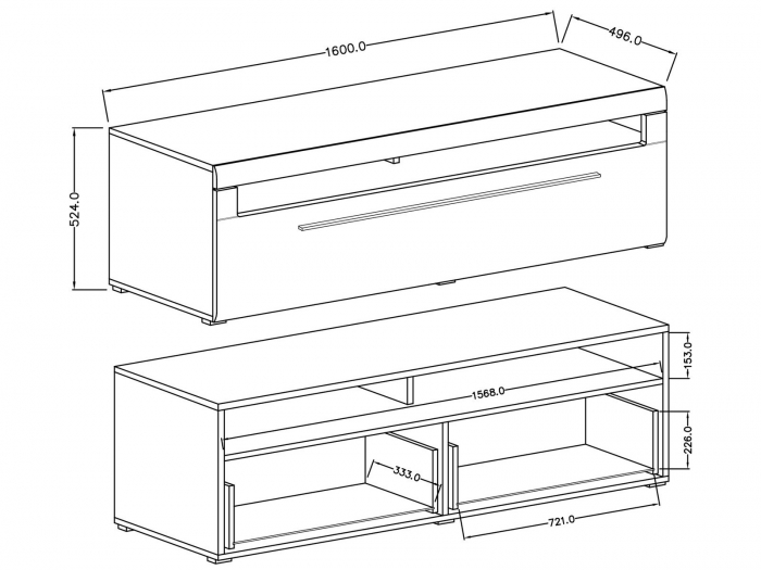 Comoda Tv MDF stejar Frazier 160 cm cu sertar, stejar grandson [4]