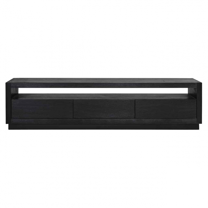 Comoda TV premium neagra cu 3 sertare Kelda, 185 cm, furnir stejar, 6503 BLACK - Richmond Interiors [4]