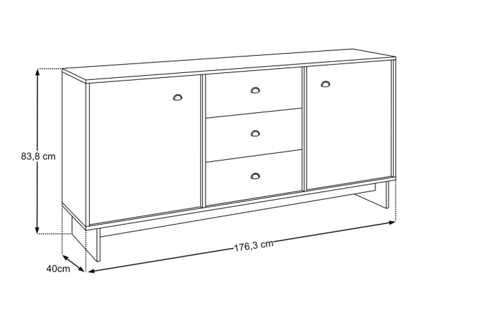 Comoda Yori Villa 52.6 cm, cu 2 Uși și 3 Sertare, Nuc Villa - COMAD [5]