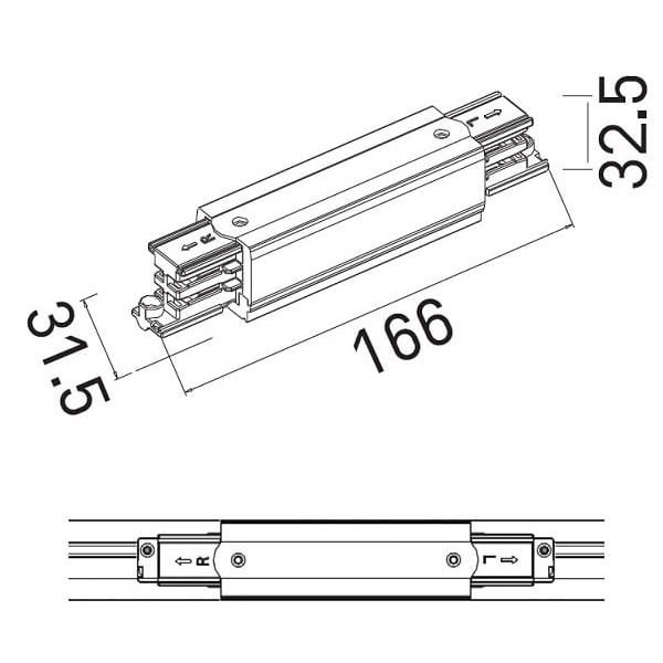 Conector drept negru/alb pentru sina aplicata Track, MHT1-IL-WH MAX - Maxlight [3]
