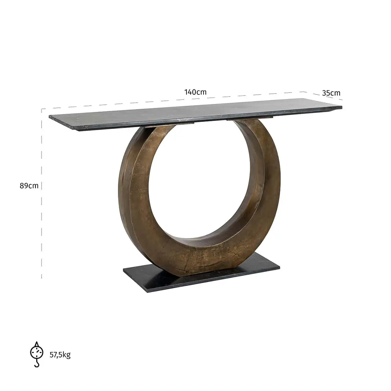 Consola din marmura neagra si aluminiu alama 140XH89CM LUNA - 7689 - RICHMOND [5]