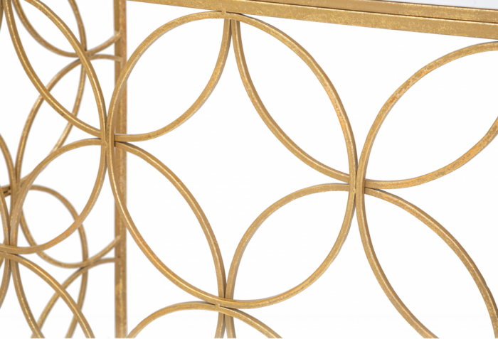 Consola glam blat marmura alba Roselin 120X40X80 cm baza metal auriu [3]