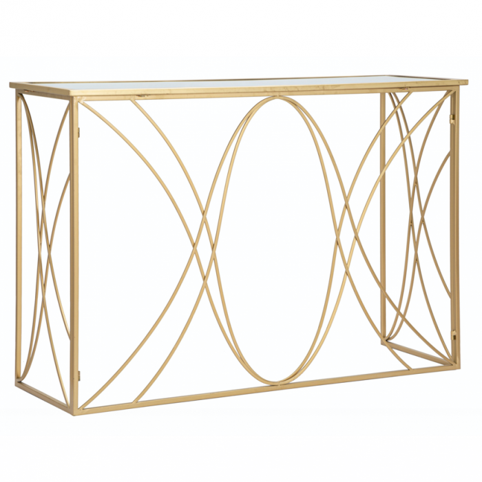 Consola glam blat oglinda Kalina 120X40X80 cm baza metal auriu [6]
