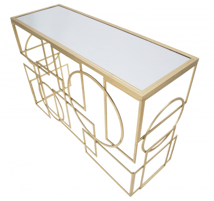 Consola glam negru/auriu Perus 120x41x81 cm metal/sticla [3]