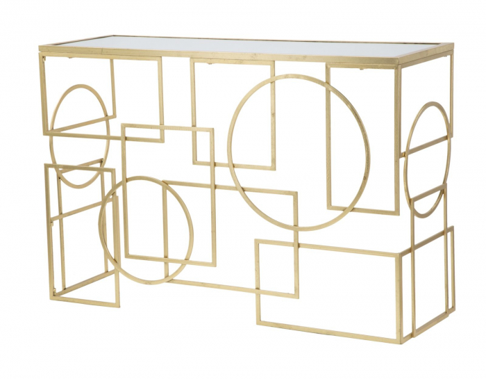 Consola glam negru/auriu Perus 120x41x81 cm metal/sticla [7]