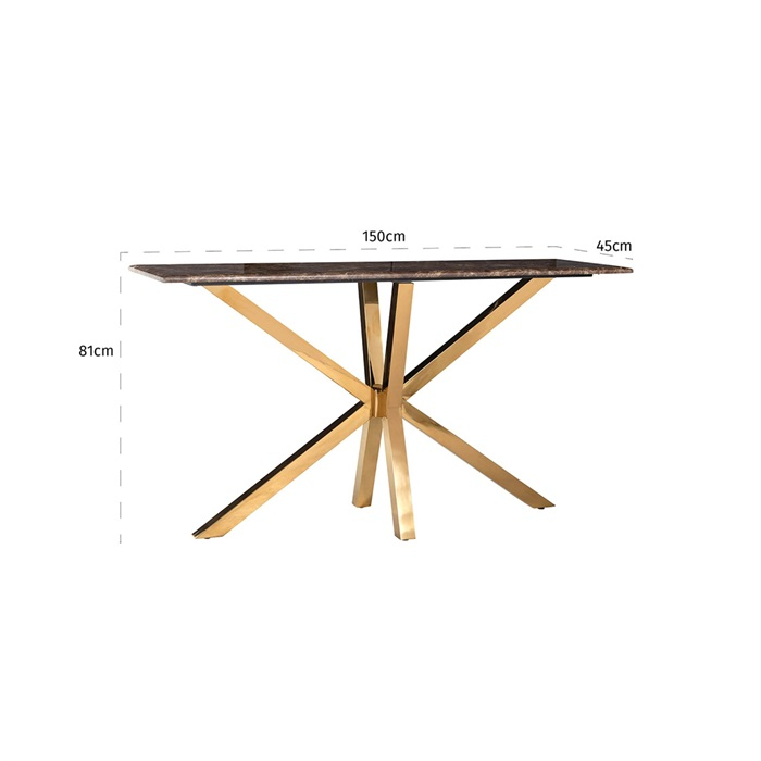 Consola lux marmura artificiala Randi, 150 cm, cadru auriu otel inoxidabil, 9450 - Richmond Interiors [3]