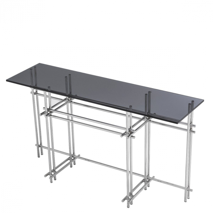 Consola lux Quinn 130 cm blat sticla fumurie, baza alama/otel inoxidabil | Eichholtz - 114804 [4]
