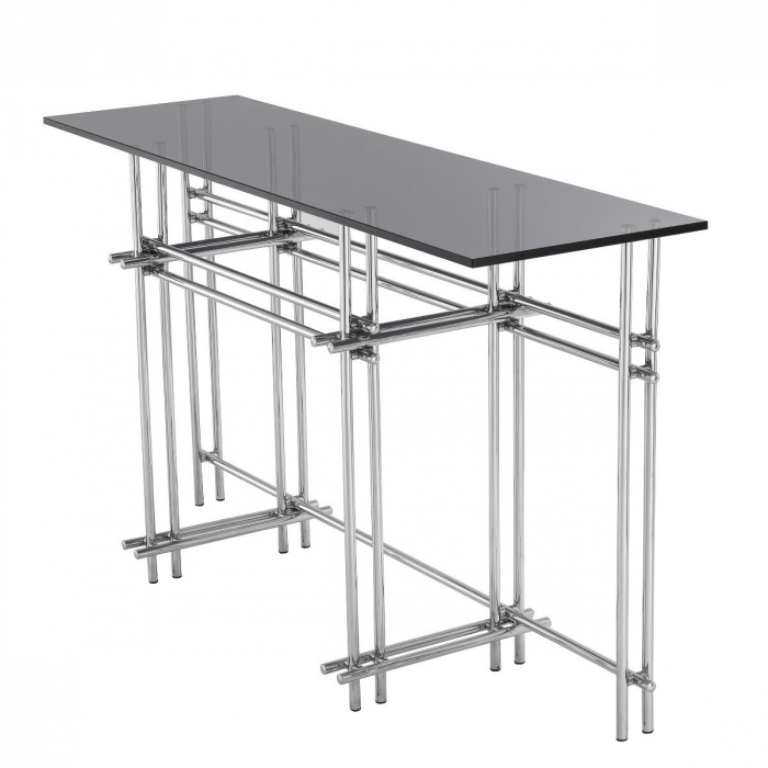 Consola lux Quinn 130 cm blat sticla fumurie, baza alama/otel inoxidabil | Eichholtz - 114804 [3]