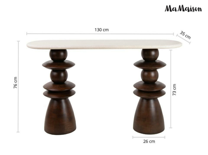 Consolă Ronda 130x35x76 cm, Lemn Mango și Marmură - MaMaison [12]