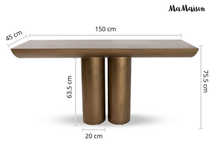 Consolă Tidal 150x45x75,5 cm, Metal Aur Îmbătrânit - MaMaison [10]