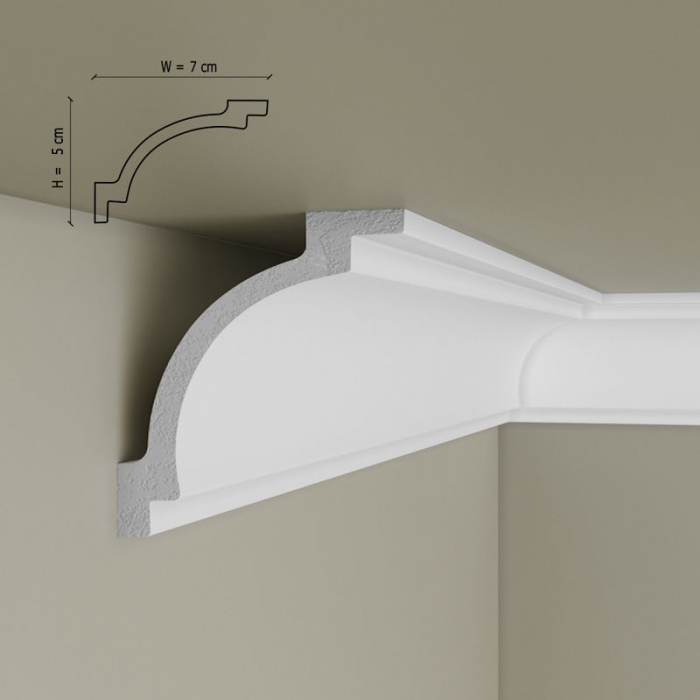 Cornisa decorativa din polimer rigid C12 - 5x7x200 cm [3]