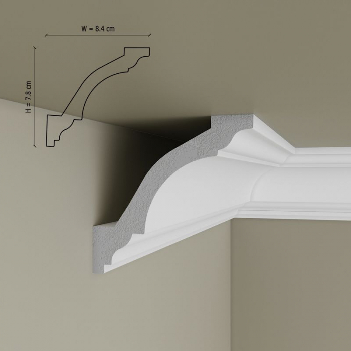 Cornisa decorativa din polimer rigid C14 - 7.8x8.4x200 cm [2]