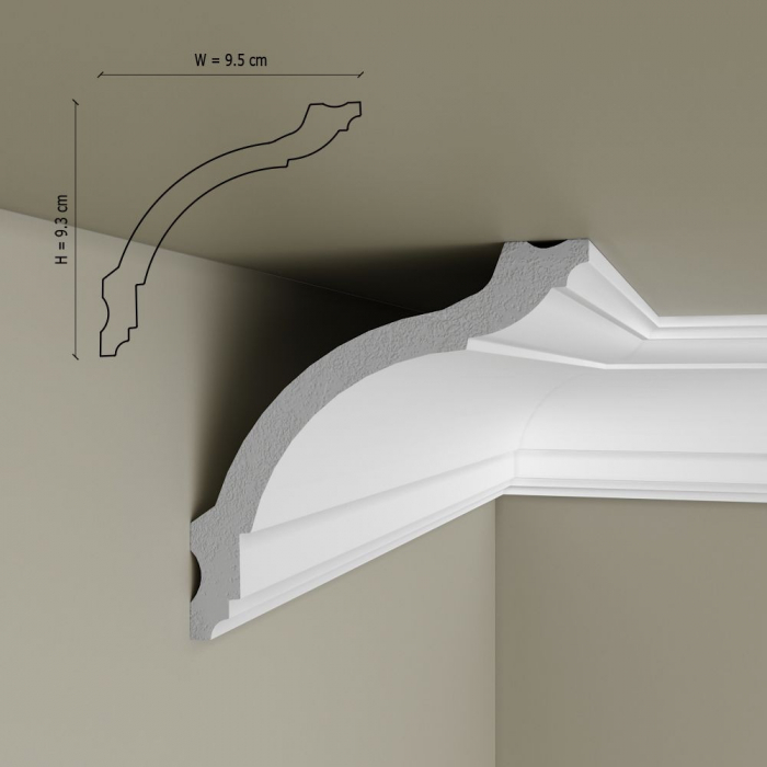 Cornisa decorativa din polimer rigid C17 - 9.3x9.5x200 cm [2]