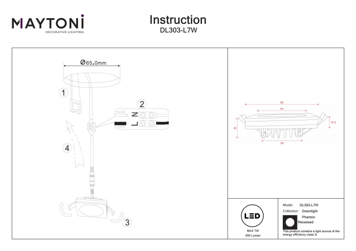 Corp de iluminat încastrat Phanton, Aluminiu Alb, 7W, MAYTONI DL303-L7W [4]