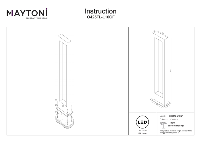 Corp de iluminat peisagistic Bonn, Metal Grafit, 10W, MAYTONI O425FL-L10GF [5]