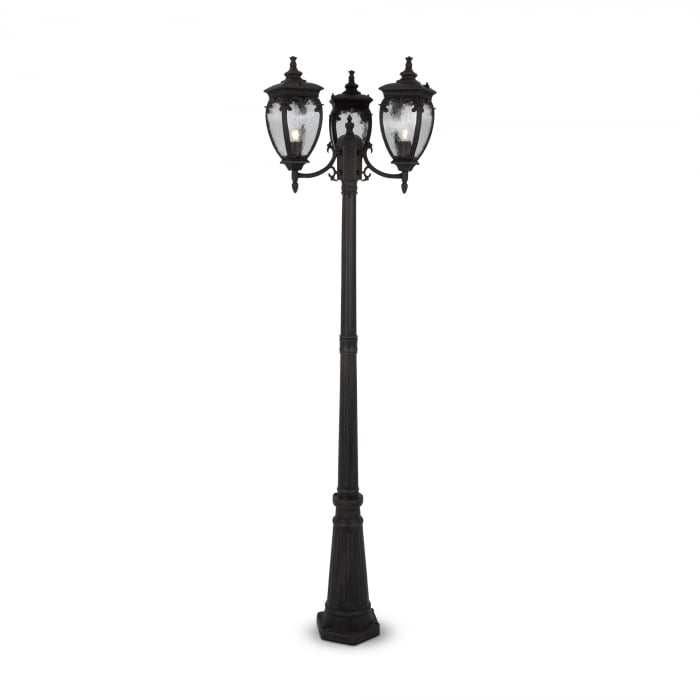 Stalp pentru exterior Fleur O414FL-03BZ, 3xE27, negru+transparent, IP44, Maytoni [1]