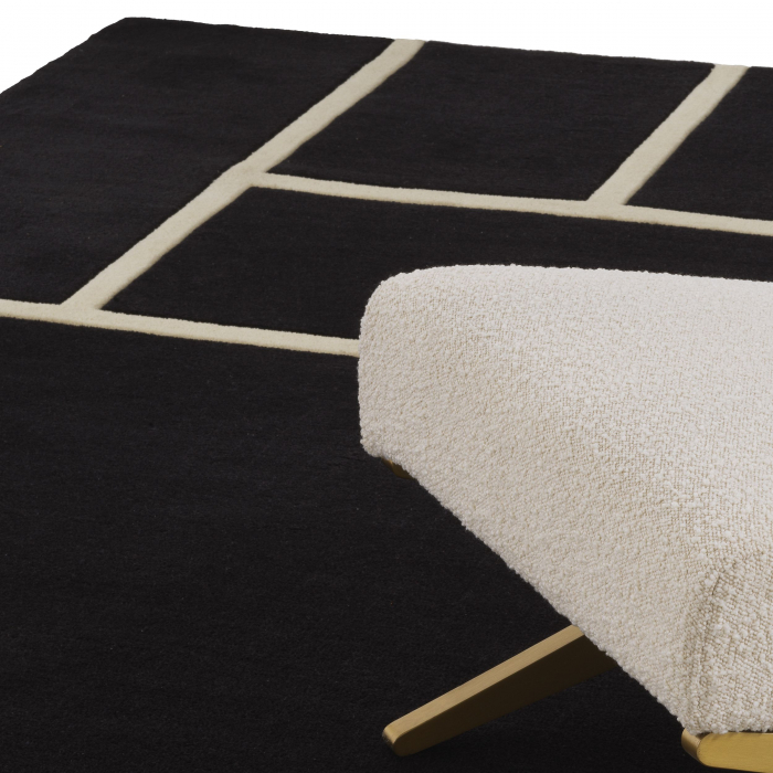 Covor living / dormitor de lux Omar negru cu model geometric alb 300x200/400 cm | Eichholtz - 115826 [2]