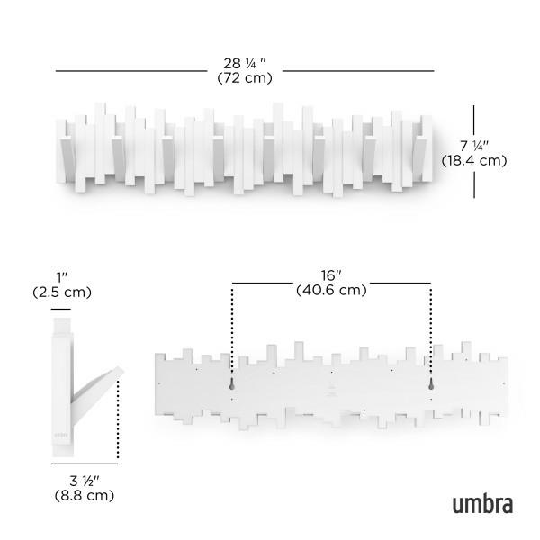 Cuier Sticks 8 72x5x18,4 cm, Plastic Reciclat Alb - Umbra [10]