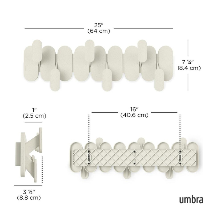Cuier Tempo 47x6x16 cm, Plastic Reciclat și Fibră de Lemn Bej - Umbra [8]