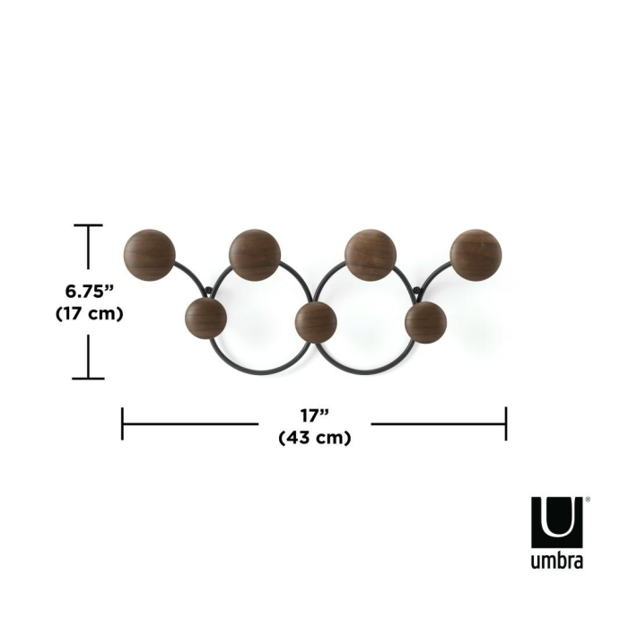 Cuier Dotsy 7 43x10x17 cm, Metal și Lemn Negru Nuc - Umbra [6]
