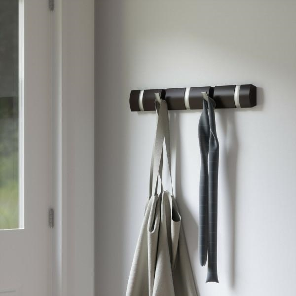 Cuier negru modern Katia cu 3,5 sau 8 carlige rabatabile, lemn/nichel, 318853-1143 - King [9]