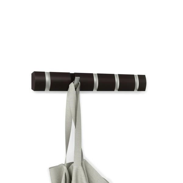 Cuier negru modern Katia cu 3,5 sau 8 carlige rabatabile, lemn/nichel, 318853-1143 - King [8]