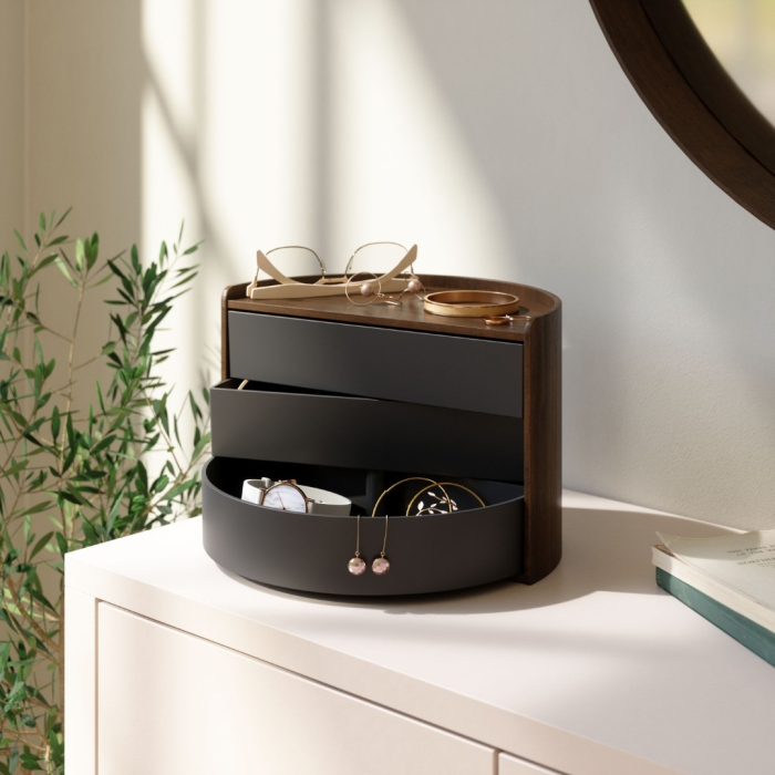 Cutie pentru Bijuterii Moona 15x18x27 cm, Lemn Negru Nuc - Umbra [4]