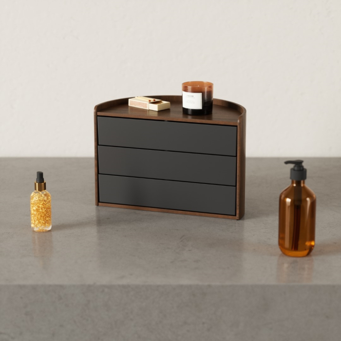 Cutie pentru Bijuterii Moona 15x18x27 cm, Lemn Negru Nuc - Umbra [5]