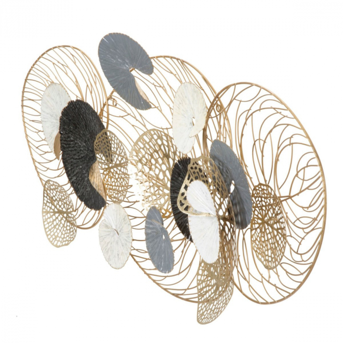 Decoratiune perete aurie Lotus 124x55 metal, model cu frunze stil glam [2]
