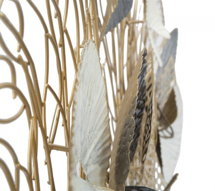 Decoratiune perete aurie Lotus 124x55 metal, model cu frunze stil glam [3]