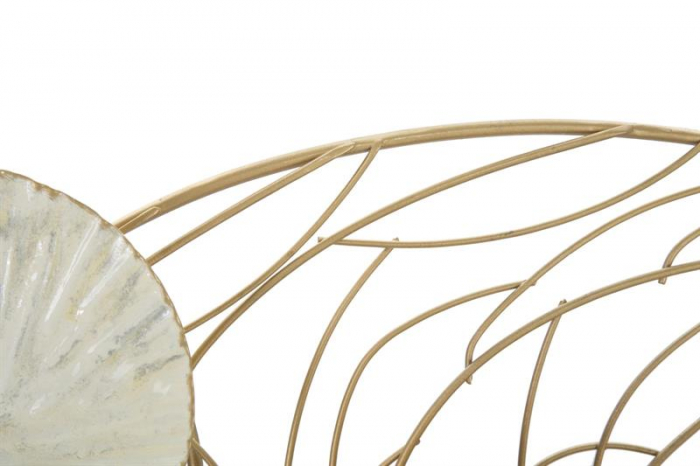 Decoratiune perete aurie Lotus 124x55 metal, model cu frunze stil glam [6]