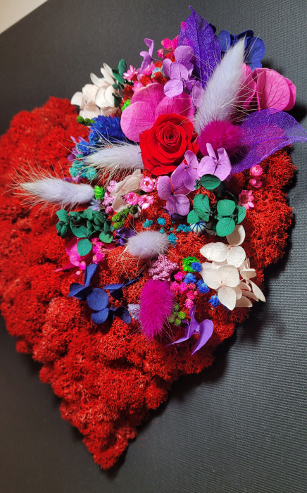 Decoratiune perete My Valentine 30x40 cm forma inima rosie licheni stabilizati, IN30ROS - Lacraru [2]